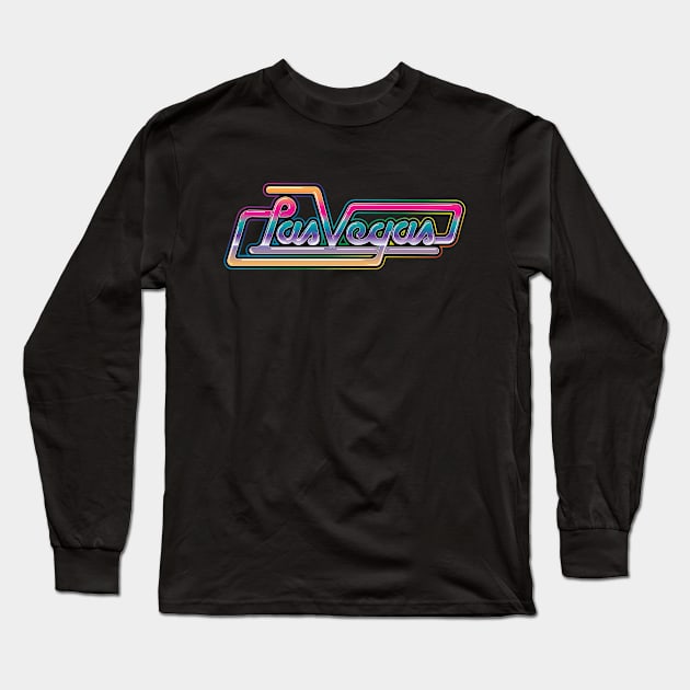 Vintage 80s Vegas Long Sleeve T-Shirt by Cosmic Gumball - Dante